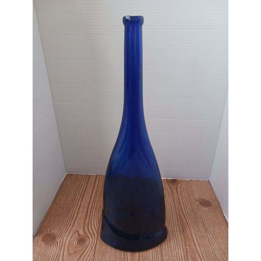 Elegant‎ Cobalt Blue Glass Vase Tall Slender Neck Modern Decor Centerpiece
